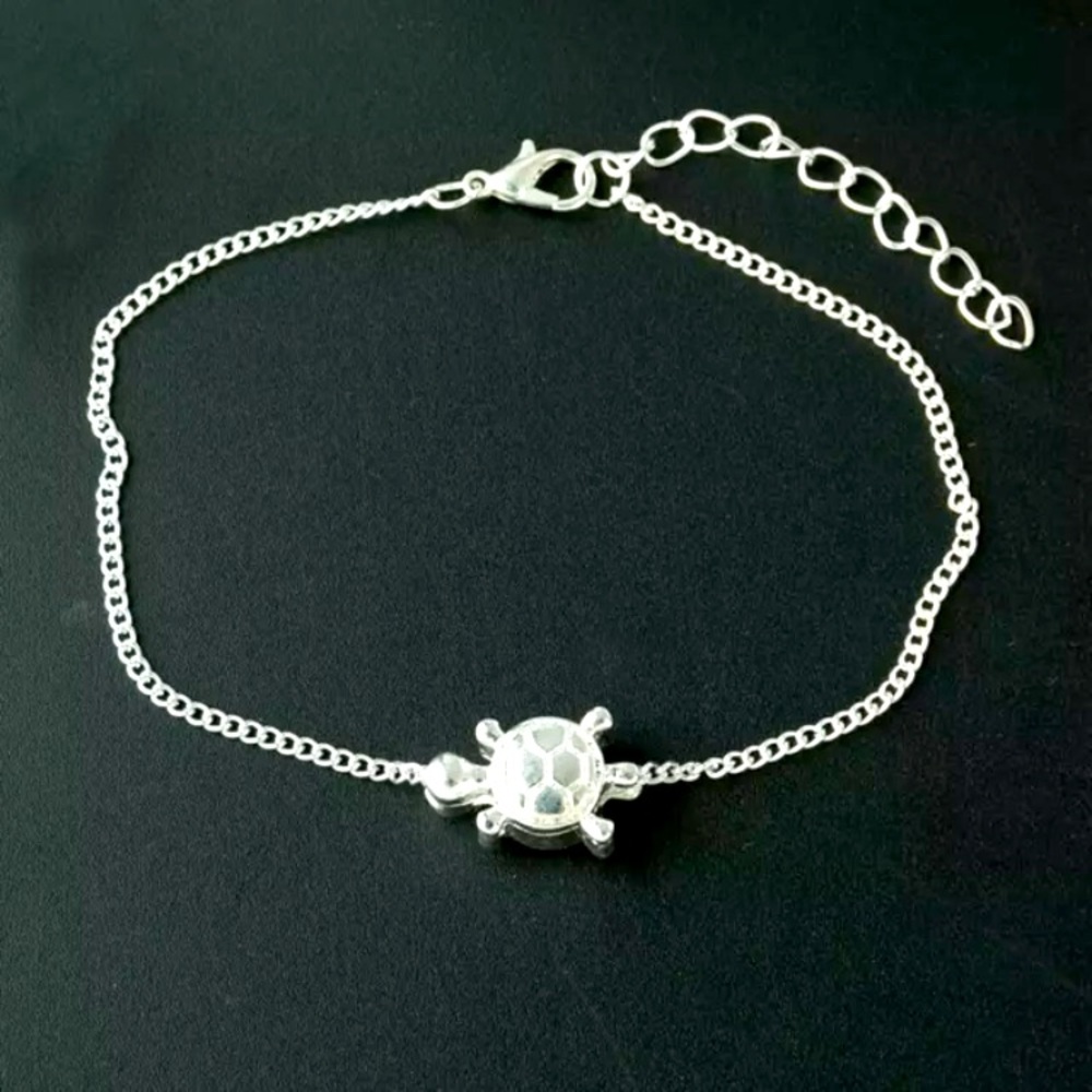 NEW Turtle Tortoise Charm Silver Toned Chain Adjustable Anklet Ankle Bracelet - Picture 3 of 3